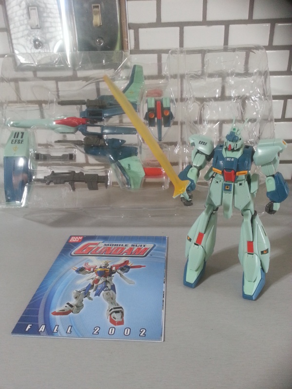 Gundam RGZ-91 Re-GZ(Refined Gundam Zeta リ·ガズィ ri gazi) & Back Weapon System Deluxe Edition Bandai 2001 Item #11653 from anime Kidou Senshi Gundam: Gyakushuu no Char(機動戦士ガンダム 逆襲のシャア) 1988