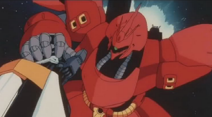 Gundam Sazabi MSN-04 - Char's Counterattack 1988 anime still from anime Kidou Senshi Gundam: Gyakushuu no Char(機動戦士ガンダム 逆襲のシャア or 機動戰士高達 馬沙之反擊 ) 1988