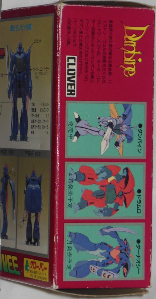 Aura Battler Virunvee Clover 1-58 side box cover from anime Holy Warrior Dunbine 1983-1984 Seisenshi Dunbine(聖戦士ダンバイン)