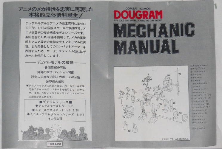 Combat Armor Dougram Series-01 Mechanic Manual Takara 1984 1/72 scale from anime tv show Taiyou no Kiba Dougram 1981-1983