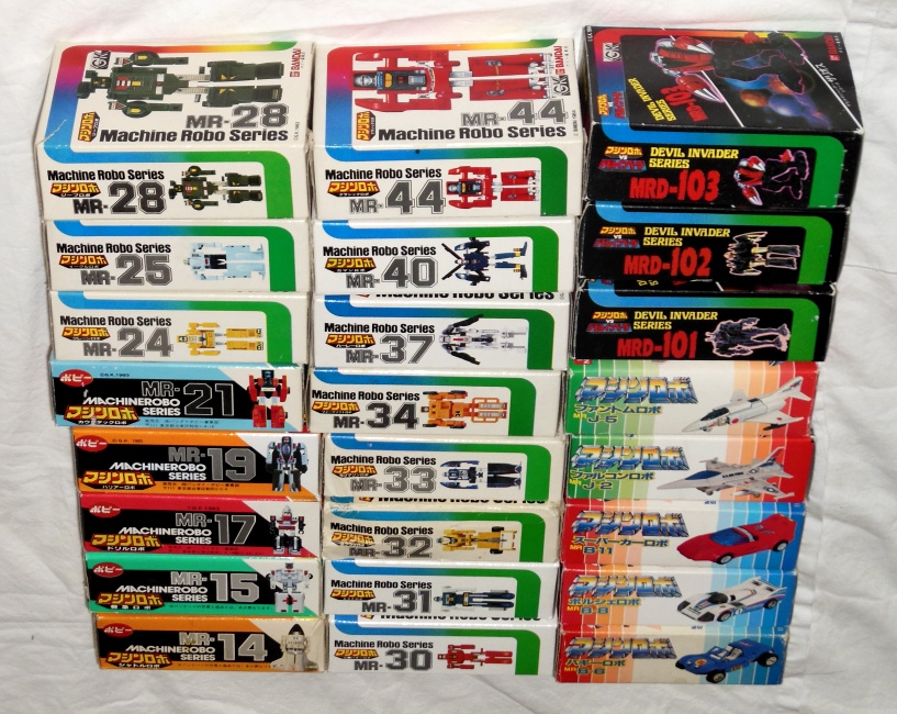Machine Robo Popy Bandai 1982 600 Series side box cover from anime Machine Robo: Revenge of Cronos anime tv show from 1986-1987 other names La Revanche des Gobots, Machine Robo: Chronos no Gyakushuu, マシンロボ クロノスの大逆襲