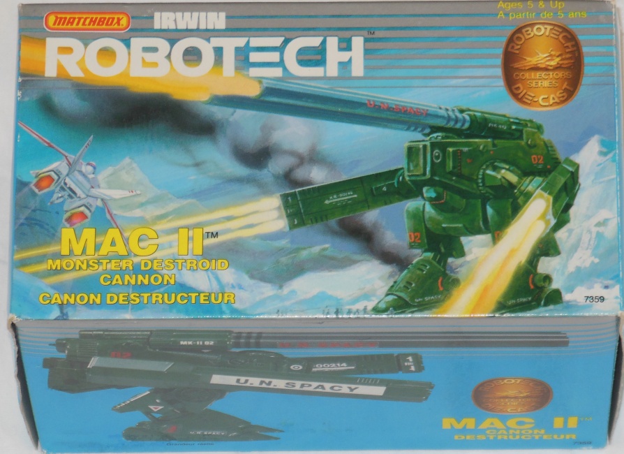 Matchbox Robotech Mac II Monster Destroid Cannon Front box cover  from anime Super Dimension Fortress Macross 1982-1983 超時空要塞マクロス