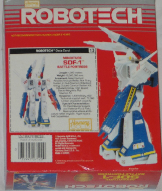 Robotech Miniature SDF-1 Battle Fortress by Harmony Gold ST back box cover from anime Super Dimension Fortress Macross 1982-1983 other names Cho Jiku Yosai Macross, Guerra das Galáxias, Fortezza Super Dimensionale, 超時空要塞マクロス, 초시공요새 마크로스
