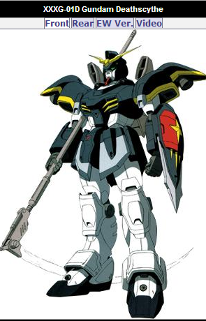 Deathscythe Gundam Wing from anime (新機動戦記ガンダムW: Endless Waltz Shin Kidō Senki Gandamu Uingu: Endoresu Warutsu) 1997