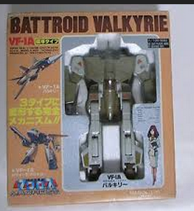 Macross VF-1A Standard Type Battroid Valkyrie(超時空要塞マクロス 1/55 VF-1A標準タイプ バトロイドバルキリー) DX 1/55 scale 12" Takatoku Toys(タカトクトイス) 1983 Cannon Fodder Japan from anime Super Dimension Fortress Macross(超時空要塞マクロス, Chōjikū Yōsai Makurosu) 1983-1984